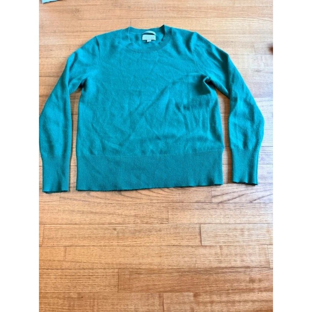J.Crew 100% Cashmere Classic Crewneck Sweater Teal Green Sz S Cashmere Standard